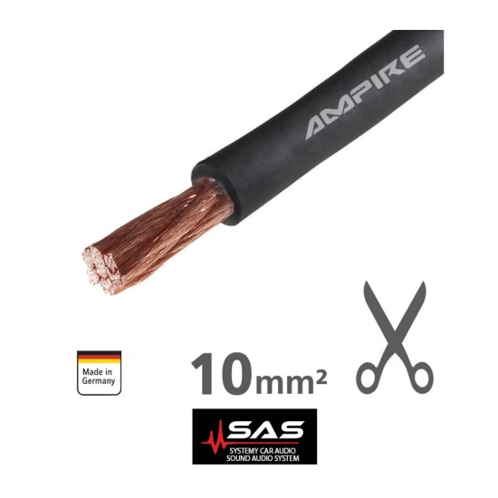 Przewód zasilający Ampire XSK10 BLK / 80m Wysokowydajny czarny kabel zasilający 10mm2, seria X-Link, jakość premium.